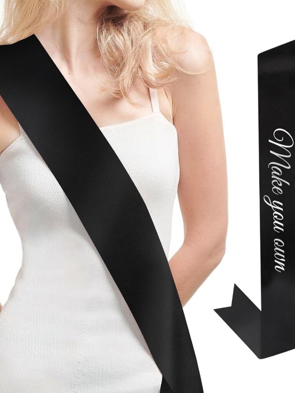 1 Pack Black Sash Blank Satin Sash Custom Sash Prom Court Sash Birthday Sash Bri